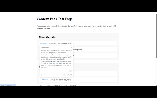 Context Peek :: AI-powered link previews when hovering over hyperlinks