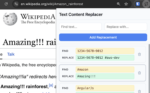 Text Content Replacer :: Automatically replace text on web pages. Add context to IDs, fix typos, or customize your browsing.