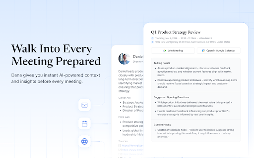 Dana :: Pre-meeting intelligence that helps you prepare for every meeting with AI-powered briefs.