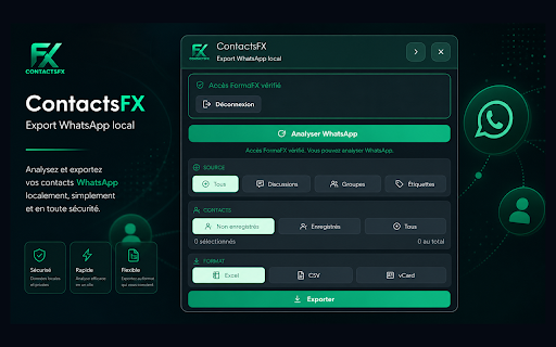 ContactsFX :: Exporte les contacts WhatsApp et synchronise la sélection vers Google Contacts.