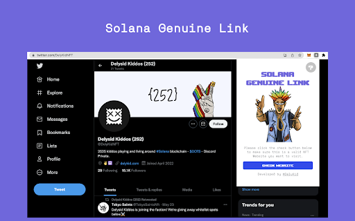 Solana Genuine Link :: A browser extension for checking websites that had been registered to the database of DelyKid.
