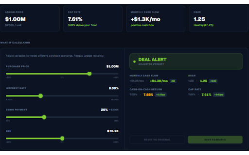 PropScreener - Multifamily Deal Screener :: Analyze LoopNet and Crexi listings instantly with AI. Get a verdict and AI Deal Coach in 60 seconds.