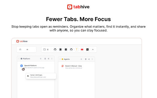 Tabhive :: Organize and manage your tabs in a structured, efficient way