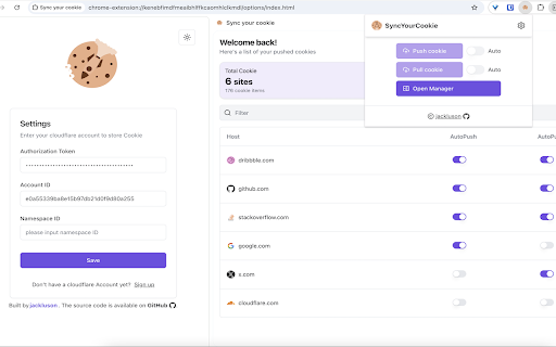 Sync Your Cookie :: A browser extension for syncing cookies and localStorage to Cloudflare KV or GitHub Gist
