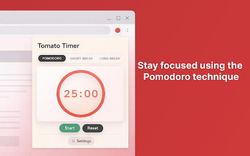 Tomato Timer :: Use Tomato Timer to boost focus and manage time wisely with Pomodoro method. Get closer to your goals, one tomato at a time.