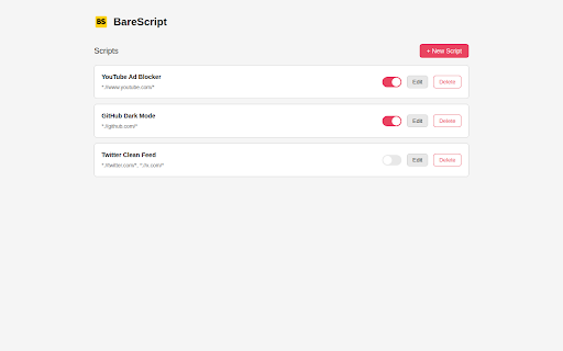 BareScript :: Lightweight userscript manager