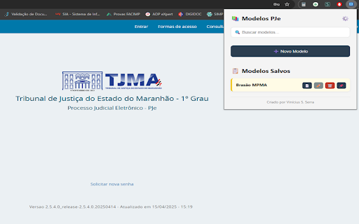 Modelos PJe :: Salve e insira modelos jurídicos diretamente no editor do PJe.