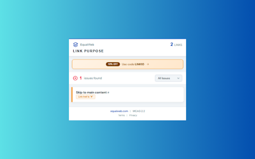 EqualWeb – Link Purpose Checker :: Detect ambiguous or missing link text.