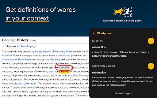 Wordprism :: Select any word or phrase on a webpage and get an AI-powered explanation in context.