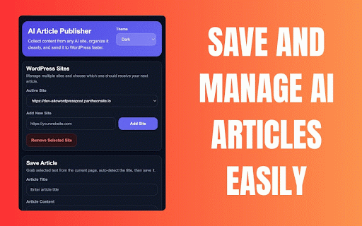 AI Article Publisher :: Save AI-generated articles and open them in the WordPress editor for manual review.
