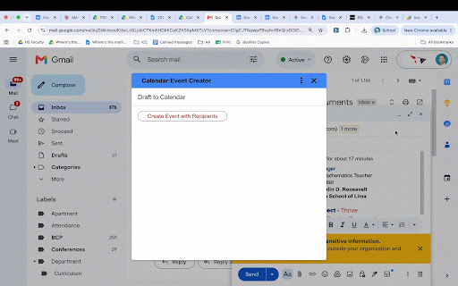 Calendar Tools :: Automatically extracts schedules and creates calendar drafts from Gmail.