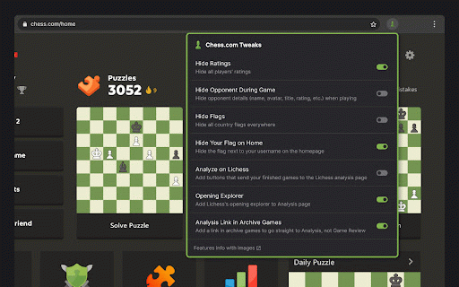 Chess.com Tweaks :: Chess.com Tweaks is a browser extension that enhances your chess experience with a cleaner interface and additional analysis tools.