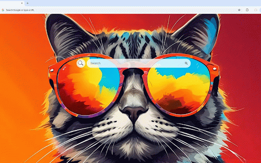 Cool Cat in Colorful Sunglasses Live Wallpaper :: Stylish tabby cat wearing vibrant rainbow sunglasses against warm orange gradient background.