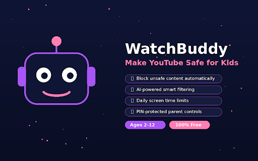 WatchBuddy — Safe YouTube for Kids :: AI-powered YouTube safety for kids. Smart content filtering, time limits, and parental controls.