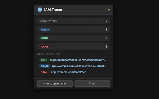 IAM Tracer :: Trace and inspect OAuth 2.0, SAML, and OIDC authentication flows in the browser.