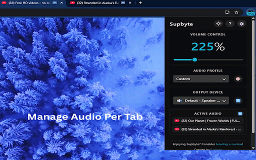 Sound Booster up to 600% :: Amplify volume up to 600%, customize EQ presets, switch output devices per tab, with visualizers and shortcuts.