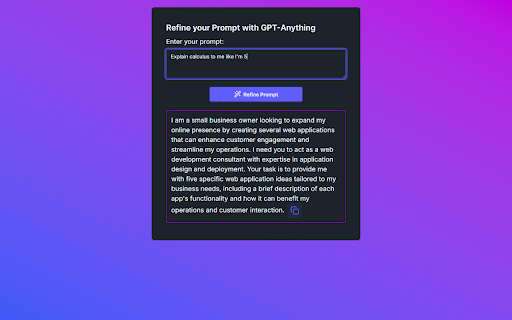 GPT-Anything :: Refine your prompts to get the most out of AI.