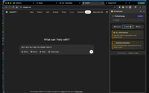 FixThePrompt :: Real-time feedback to write better AI prompts. Like Grammarly, but for prompts.