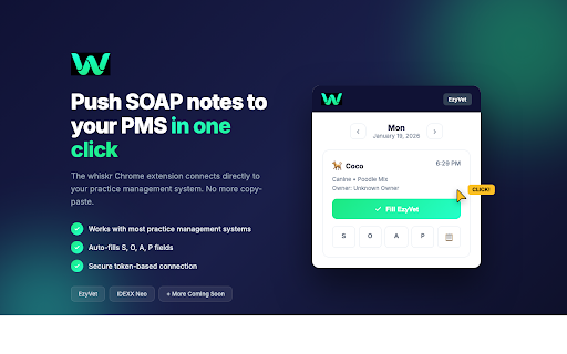 whiskr :: Sync SOAP notes from whiskr.ai to your Practice Management System (PIMS) with one click