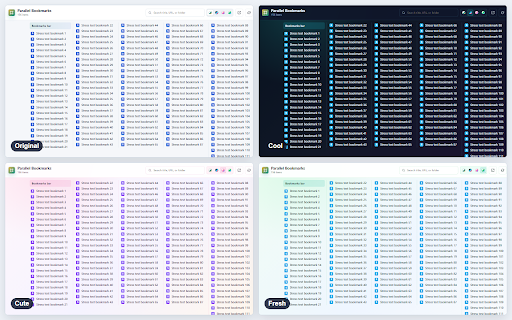 Parallel Bookmarks View :: Display bookmark bar items in adaptive columns for faster browsing and search.