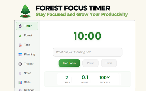 Forest Focus Timer — Stay focused & grow your productivity :: Focus timer with blocker, notes, ToDo, tracker, and planner. Includes in-app tools for YouTube Shorts/TikTok Reels.
