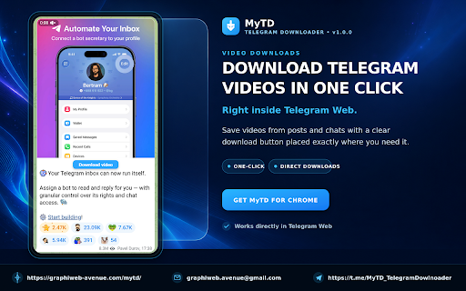 Telegram Media Downloader - MyTD :: Save videos, photos and files from your Telegram Web chats in original quality — albums, large files and bulk saving.