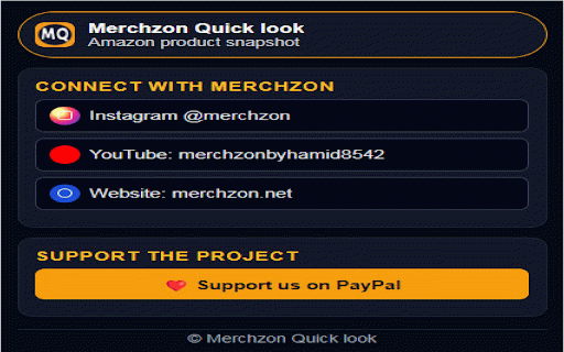 Merchzon Quick look :: Instant Amazon product snapshot on .com, .co.uk, .de, .fr, .it, .es, .co.jp.