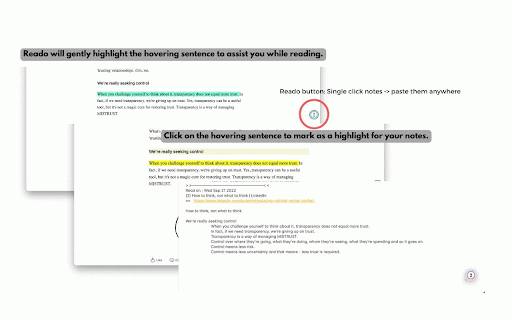 Reado, your reading assistant :: Assistive reading, easy highlighting and single click notes to clipboard & Reado Notepad
