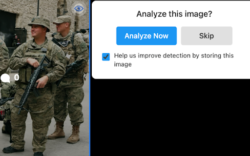 RealEyes.ai — Detect Deepfakes Across Online Platforms :: Adds an overlay icon on images which allows the image to be analyzed for deepfake manipulation