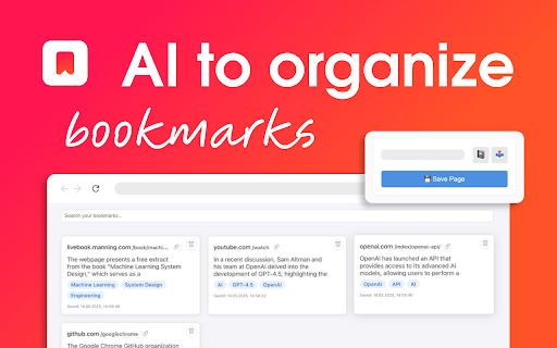 AI to organize bookmarks :: Use AI to organize bookmarks! The smart bookmark ai and bookmark manager. Effortlessly manage and find your online discoveries fast