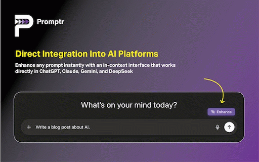 Promptr - AI Prompt Enhancer :: Upgrade your prompts across ChatGPT, Claude, Gemini, and DeepSeek with one click.