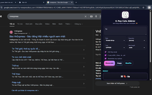 K-Pop Cute Abbrev :: Turn any phrase into cute, K-pop-style abbreviations. Multiple styles, emojis, separators, copy & history.