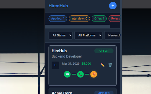 HiredHub :: Track your job applications across platforms