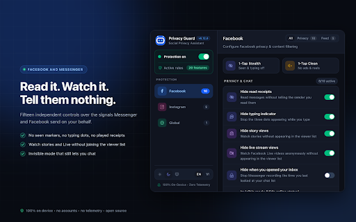 Privacy Guard :: Control the signals your social accounts send on your behalf, and block social tracking across the web.