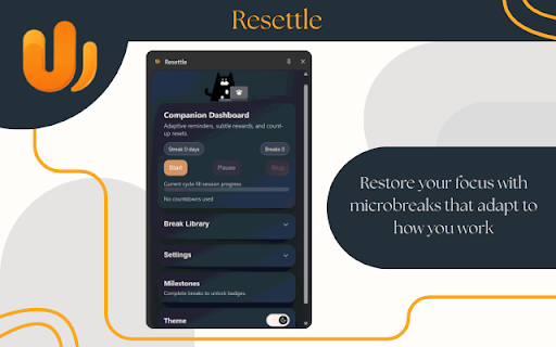 Resettle :: Gentle, guided breaks that help you work better without breaking your rhythm.