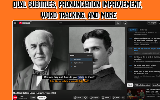 Lalalanga: Learn Languages Through Content :: Master languages effortlessly. Smart dual subtitles for YouTube, instant dictionary, pronunciation practice, and vocabulary tracker.
