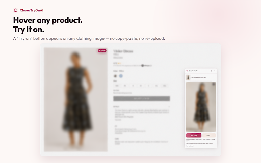 CleverTryOnAI — AI Virtual Try On Clothes :: Free AI virtual try-on for any online store. See clothes on your own photo — hover a product image and try it on in seconds.