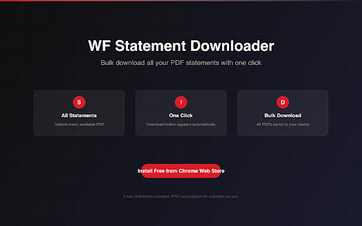 Wells Fargo Statement Downloader :: Bulk download PDF statements from Wells Fargo with one click.