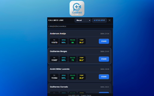 Callmed Link :: Leva os sinais vitais do monitor Callmed direto para o Meeds, com detecção automática de paciente e validação de prontuário.