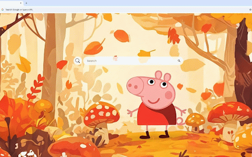 Peppa Pig Forest Live Wallpaper :: Peppa Pig exploring enchanted autumn forest with falling leaves and colorful mushrooms.