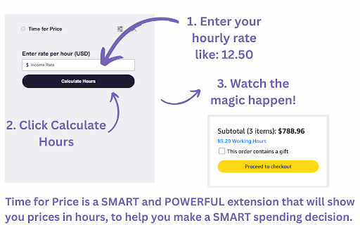 Time for Price – See How Long You’d Work for It :: A Smart Chrome extension that converts the cost of items at checkout into work hours.