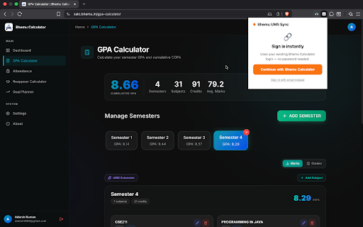 Bhemu Calculator - UMS Sync :: Sync your LPU UMS grades, marks, and attendance to Bhemu Calculator with one click.