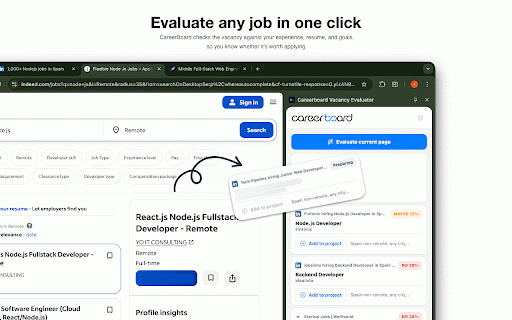 Careerboard Vacancy Evaluator :: Evaluates job postings against your Careerboard profile on LinkedIn, Indeed, and Glassdoor.