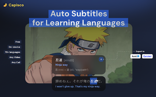 Capisco: Auto Subtitles for Language Learning :: Learn languages from any video or call - automatic dual subtitles: original + translation, even where none exist. Dictionary & Anki.