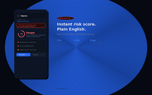 Signum — Website Trust Check :: Instantly check if any website is safe or a scam. AI-powered verdict in seconds.