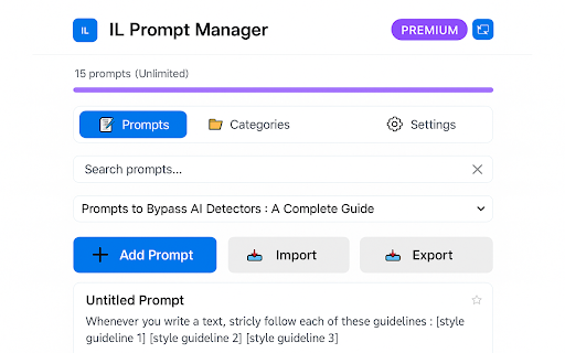 IL ChatGPT & LLM Prompt Saver :: Save, store & reuse your prompts anywhere.