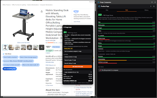 Forge Companion: AI Amazon Seller Assistant (Sales, PPC, Account Health) :: AI for Amazon sellers — a listing score on every product page, market snapshots on search, and a copilot in Seller Central.