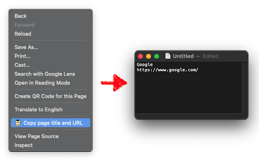 Copy page title and URL from context menu :: Copy the page title and URL from the context (right-click) menu