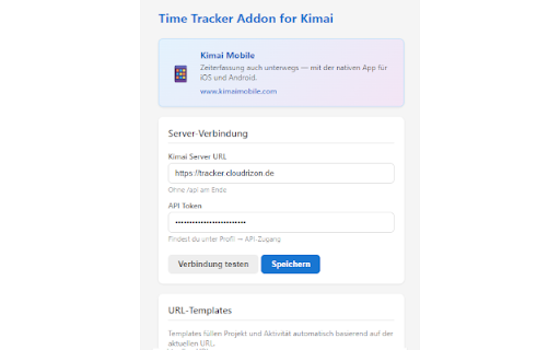 Time Tracker Addon for Kimai :: Start, stop and resume Kimai time entries directly from your browser