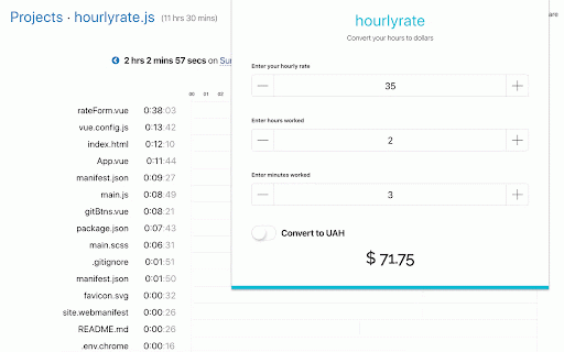 hourlyrate :: Helps you to convert hours to USD and UAH